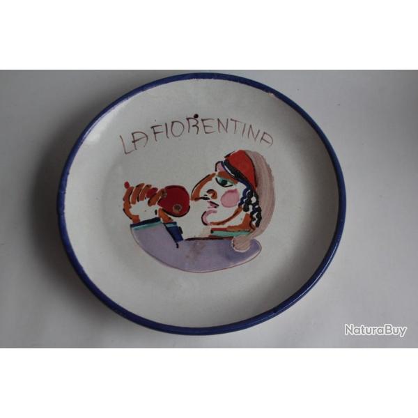 Giovanni DE SIMONE Plat c�ramique La Fiorentina Italie 1970