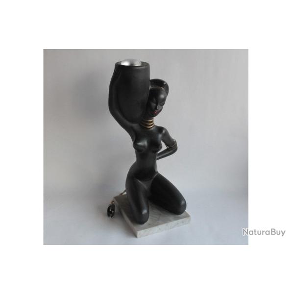 Lampe de table c�ramique Femme Africaine 1950