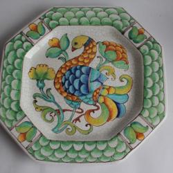 Romano INNOCENTI Plat octogonal céramique Italie 1960