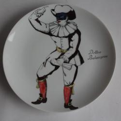 Piero FORNASETTI Assiette Dottor Balanzone Commedia Dell'arte Italie