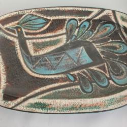 Marcel NOVERRAZ Grand plat céramique émaillée Carouge Suisse