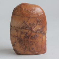 Sceau cachet stéatite Chine Chinese brown soapstone boulder seal