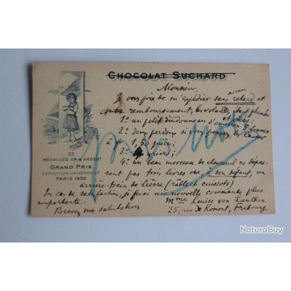 CPA Suisse Entier Postal Publicit� chocolat Suchard