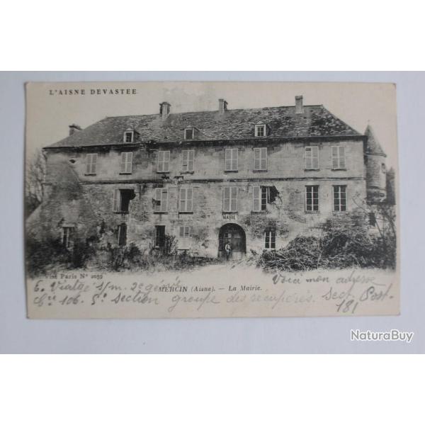CPA France L'aisne d�vast�e Mercin La mairie
