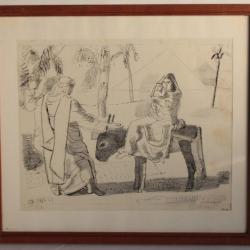 Lithographie originale Maurice BARRAUD La fuite en Égypte