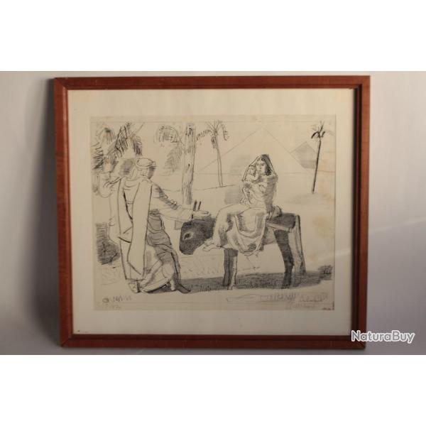 Lithographie originale Maurice BARRAUD La fuite en �gypte
