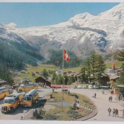 Carte postale Suisse Saas-Fee Parkplatz Bus Autobus