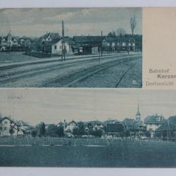 CPA Suisse Kerzers Bahnhof Dorfansicht von Süden Gare