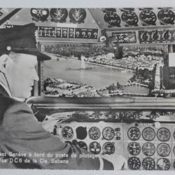 CPSM Suisse Genève pilotage Douglas DC6 Cie Sabena Avion