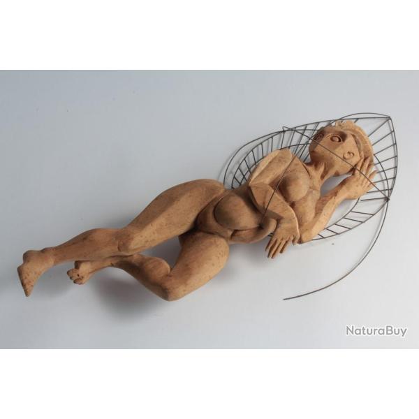 Sculpture bois Serge DIAKONOFF Femme nue �rotique