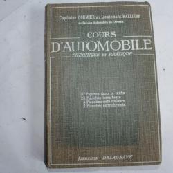 Livre cours d'automobilisme théorique et pratique Capitaine Cormier 1920