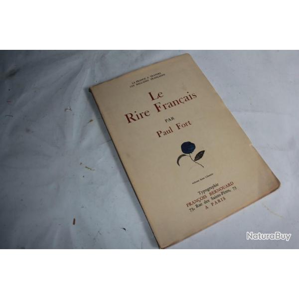 Livre Le rire fran�ais Paul Fort avec envoie d�dicac� 1928