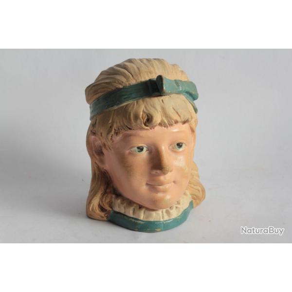 Pot � tabac c�ramique Bernard Bloch Jeune fille au ruban