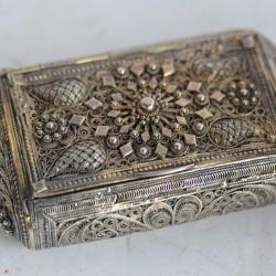 Boite Tabatière oriental Filigrane d'argent