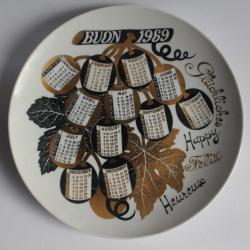 Assiette Piero FORNASETTI Calendrier 1969