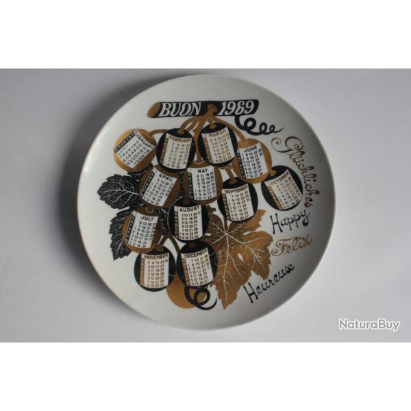 Assiette Piero FORNASETTI Calendrier 1969