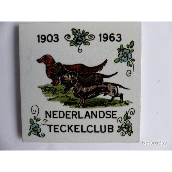 Carreau de fa�ence Nederlandse Teckelclub 1903 -1963 Chiens Pays-Bas