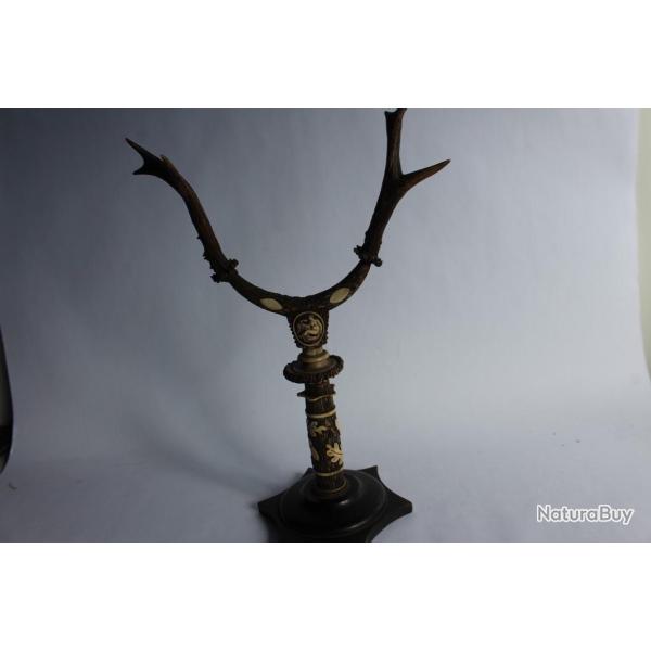 Troph�e chasse bois de cerf For�t noire L�da et le cygne Art populaire