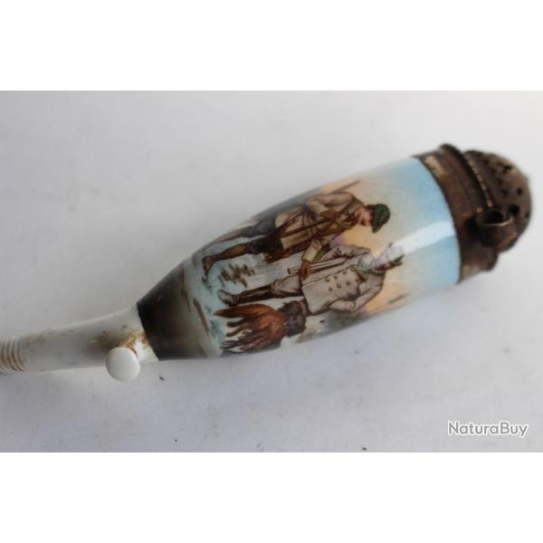 Fourneau de pipe porcelaine chasseurs