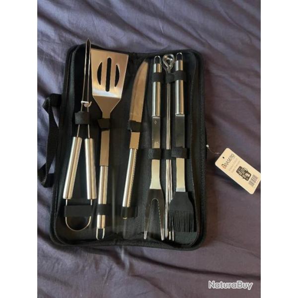 Malette d'accessoires en inox COOKINGBOX brasero kit accessoires barbecue barbeuk