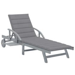 Transat chaise longue bain de soleil lit de jardin terrasse meuble d'ext&eacute;rieur avec coussin bois d'