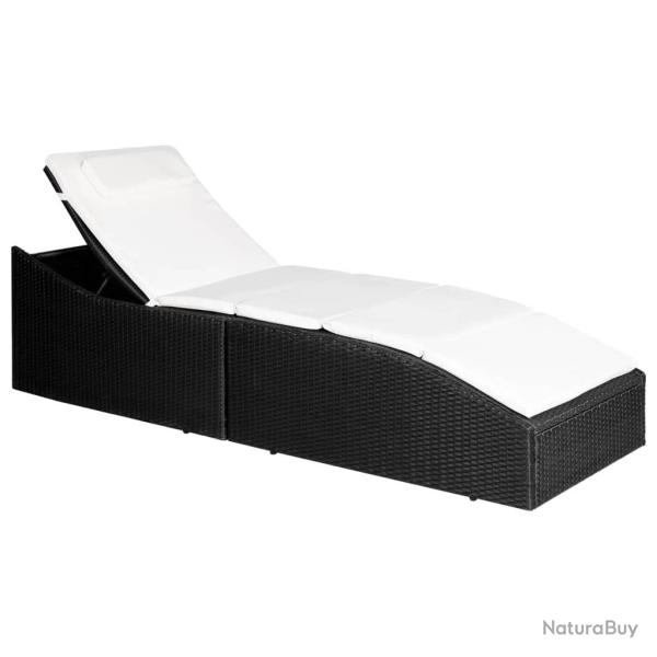 Transat chaise longue bain de soleil lit de jardin terrasse meuble d'extrieur avec coussin rsine