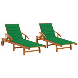 Lot de 2 transats chaise longue bain de soleil lit de jardin terrasse meuble d'ext&eacute;rieur avec couss