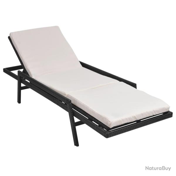 Transat chaise longue bain de soleil lit de jardin terrasse meuble d'ext�rieur avec coussin r�sine