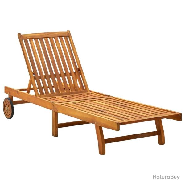 Transat chaise longue bain de soleil lit de jardin terrasse meuble d'ext�rieur bois d'acacia solide