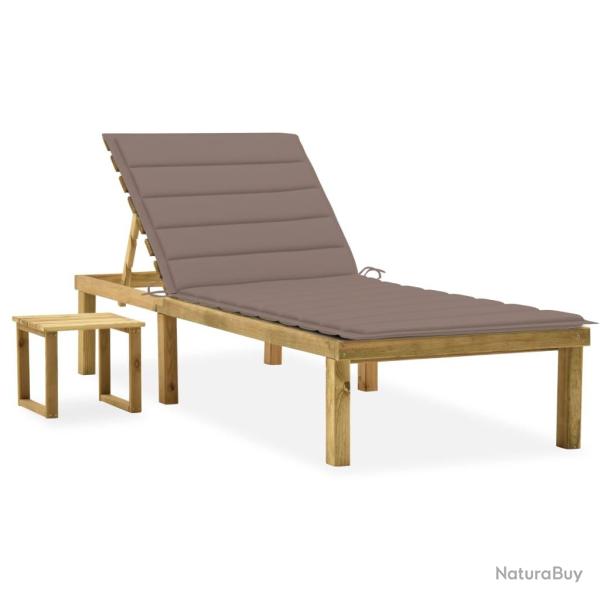 Transat chaise longue bain de soleil lit de jardin terrasse meuble d'extrieur avec table et coussi