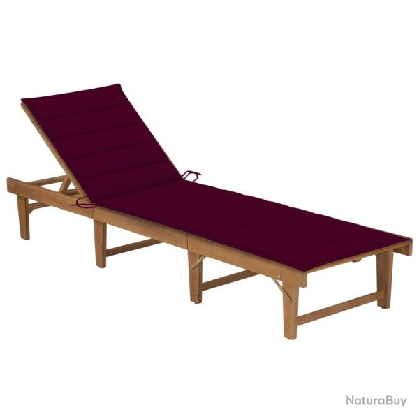 Transat chaise longue bain de soleil lit de jardin terrasse meuble d'extrieur pliable avec coussin