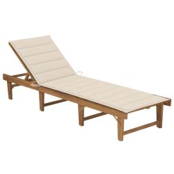 Transat chaise longue bain de soleil lit de jardin terrasse meuble d'ext&eacute;rieur pliable avec coussin