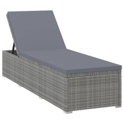 Transat chaise longue bain de soleil lit de jardin terrasse meuble d'ext&eacute;rieur avec coussin r&eacute;sine