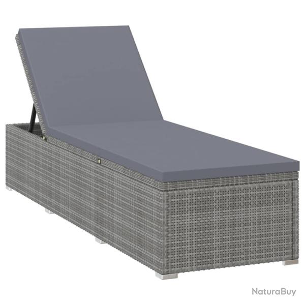 Transat chaise longue bain de soleil lit de jardin terrasse meuble d'extrieur avec coussin rsine