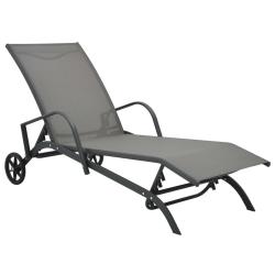 Transat chaise longue bain de soleil lit de jardin terrasse meuble d'ext&eacute;rieur acier et textil&egrave;ne 0