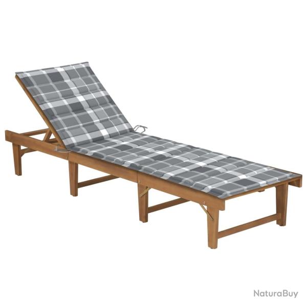 Transat chaise longue bain de soleil lit de jardin terrasse meuble d'ext�rieur pliable avec coussin
