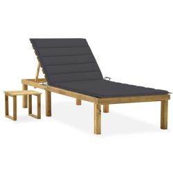 Transat chaise longue bain de soleil lit de jardin terrasse meuble d'ext&eacute;rieur avec table et coussi