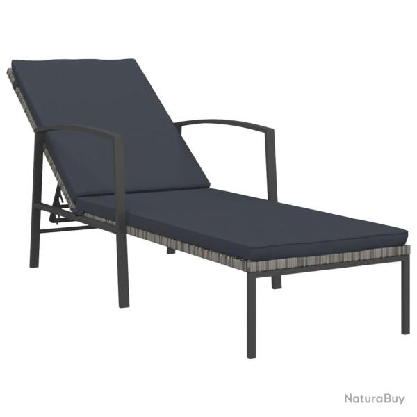 Transat chaise longue bain de soleil lit de jardin terrasse meuble d'extrieur avec coussin rsine