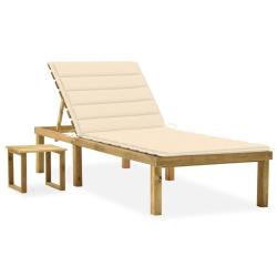 Transat chaise longue bain de soleil lit de jardin terrasse meuble d'ext&eacute;rieur avec table et coussi