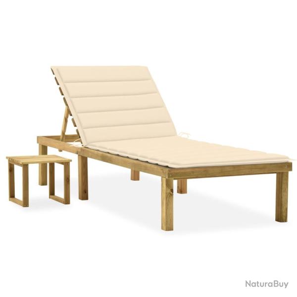 Transat chaise longue bain de soleil lit de jardin terrasse meuble d'ext�rieur avec table et coussi