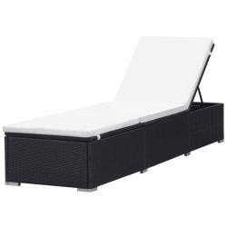 Transat chaise longue bain de soleil lit de jardin terrasse meuble d'ext&eacute;rieur avec coussin r&eacute;sine
