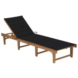 Transat chaise longue bain de soleil lit de jardin terrasse meuble d'ext&eacute;rieur pliable avec coussin
