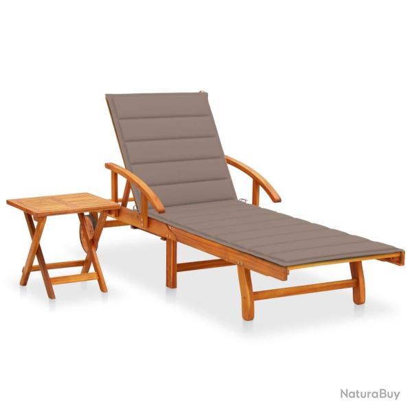 Transat chaise longue bain de soleil lit de jardin terrasse meuble d'ext�rieur avec table et coussi