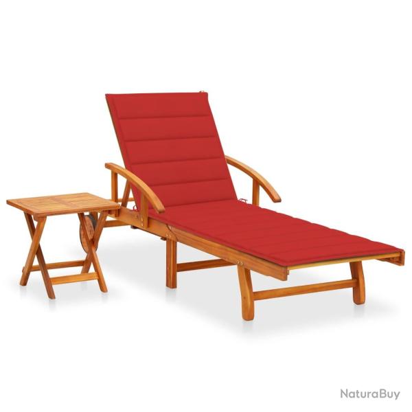 Transat chaise longue bain de soleil lit de jardin terrasse meuble d'ext�rieur avec table et coussi