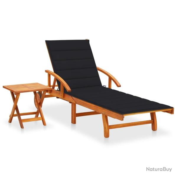 Transat chaise longue bain de soleil lit de jardin terrasse meuble d'ext�rieur avec table et coussi
