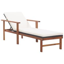 Transat chaise longue bain de soleil lit de jardin terrasse meuble d'ext&eacute;rieur et coussin r&eacute;sine tr