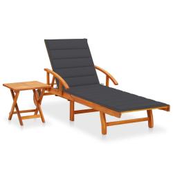 Transat chaise longue bain de soleil lit de jardin terrasse meuble d'ext&eacute;rieur avec table et coussi