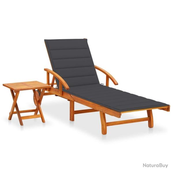 Transat chaise longue bain de soleil lit de jardin terrasse meuble d'ext�rieur avec table et coussi