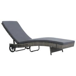 Transat chaise longue bain de soleil lit de jardin terrasse meuble d'ext&eacute;rieur avec roues et coussi