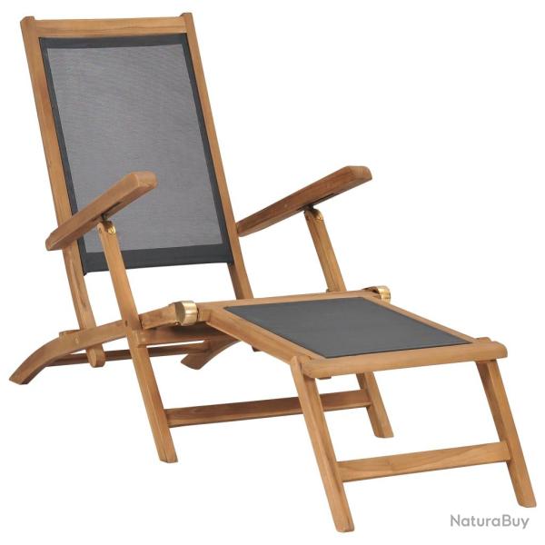 Transat chaise longue bain de soleil lit de jardin terrasse meuble d'ext�rieur avec repose-pied boi